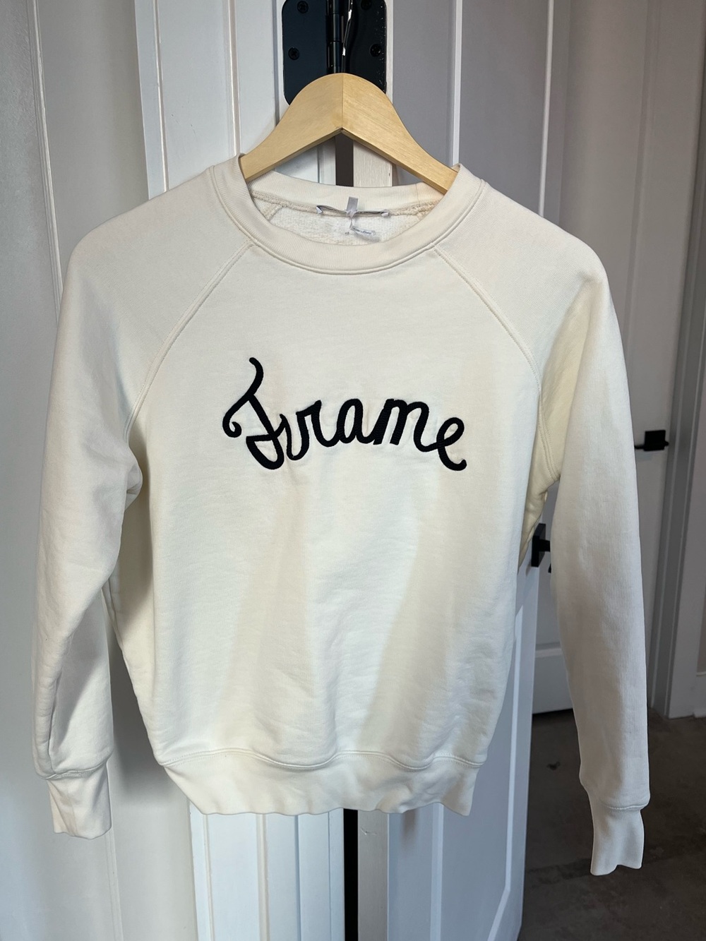 Frame Denim “Off White” color Sweatshirt with Black Graphic (Size XXS)